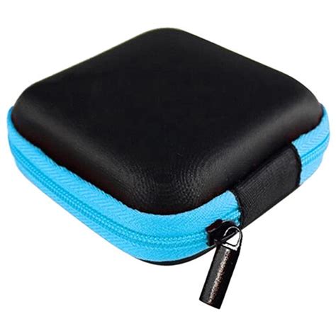 Universal Portable Zipper Headphone Case Blue EVA Earphone Bag Protective Usb Cable Organizer ...