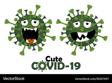 Cartoon character cute covid-19 virus Royalty Free Vector