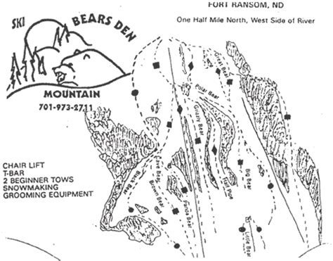 Bears Den Mountain Ski Trail Map - Fort Ransom North Dakota United ...