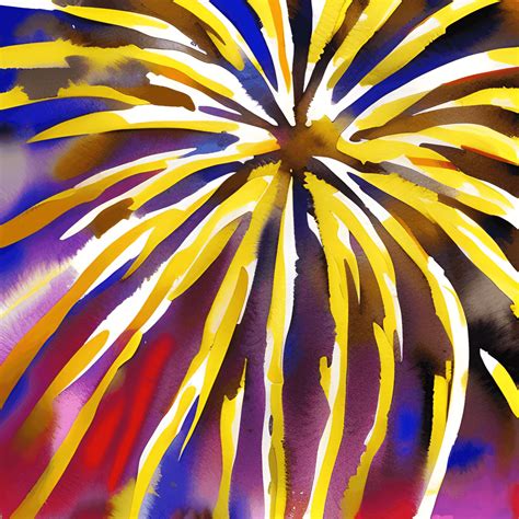 Yellow Fireworks Background Watercolor Painting · Creative Fabrica