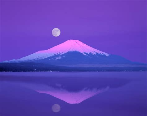 Mt. Fuji Below Full Moon, Yamanashi by Gyro Photography/amanaimagesrf