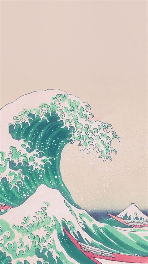 Wave Art Japanese Green Illust Classic iPhone 6 Wallpaper Download ...