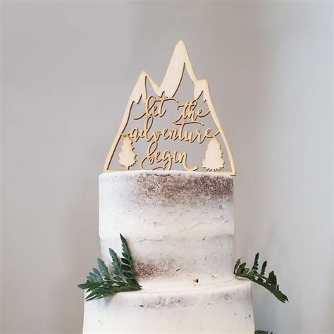 Let the Adventure Begin Cake Topper, Woodland Baby Shower, Mountain Baby Shower Cake Topper ...