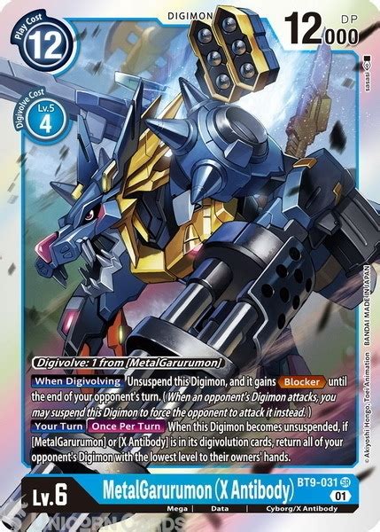 BT9-031 MetalGarurumon (X Antibody) Super Rare Mint Digimon Card:: Unicorn Cards - YuGiOh ...