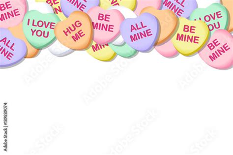 Valentines Day Candy Hearts Vector Background Border 1 Stock Vector ...