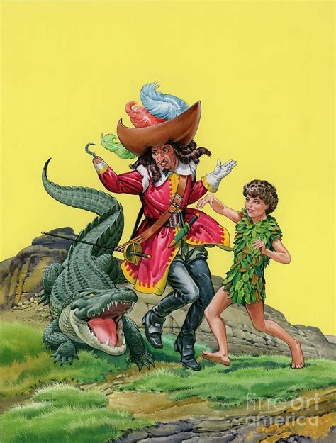 Peter Pan, Captain Hook And The Crocodile Painting by Quinto Martini