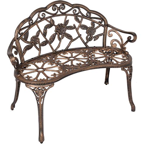 BRONZE METAL ROSE GARDEN BENCH - Walmart.com