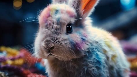 Cute Animated Easter Bunny Ai Generated Stock Illustration - Illustration of multicolored ...