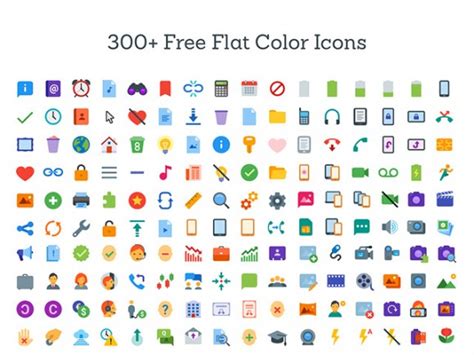 300+ flat color icons SVG - Freebiesbug