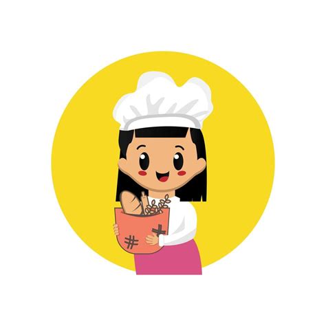 Cute bakery girl mascot 1308677 Vector Art at Vecteezy