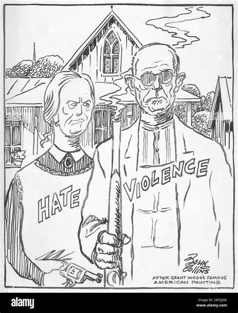 Cartoon - American Gothic. John Collins (1917-2007 Stock Photo - Alamy