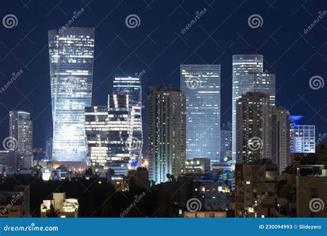 Tel Aviv Skyline at Night, Tel Aviv Cityscape, Israel Stock Image - Image of ayalon, panoramic ...