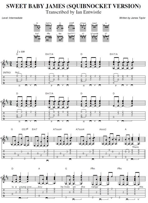 Sweet Baby James guitar tab - The Songs Of James Taylor