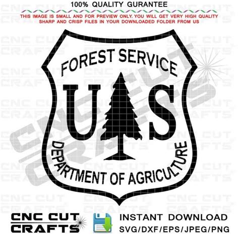 Forest Service Logo Vector Svg File US Dept of Agriculture Black White Cnc Laser Cutting Wood ...