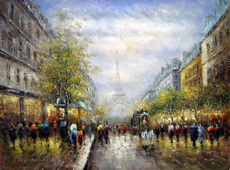 Eiffel Tower Painting Paris Street Scene Oil on Canvas Signed | Etsy