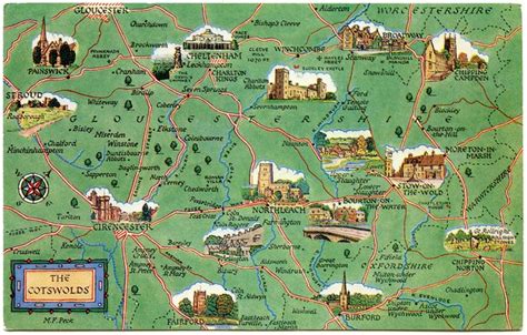 Postcard map of the Cotswolds | Cotswolds map, Cotswolds england, Travel infographic