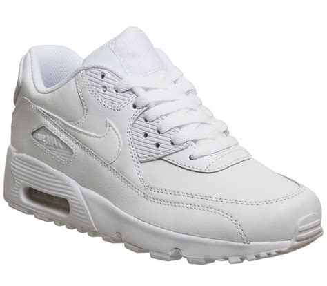 Nike Air Max 90 Trainers White Mono Leather - Sneaker damen