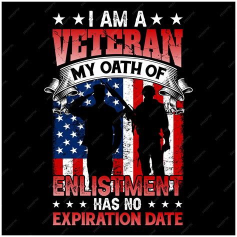 Premium Vector | Veteran my oath enlistment quote us flag with army ...