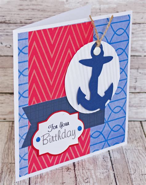 Nautical Birthday Card, Handmade Nautical Card. Patriotic Birthday Greeting, Nautical Anchor ...