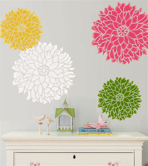 Stencil Boss | Wall Stencil Bold Statement Flower Dalia Large size Pattern Wall Room Decor ...