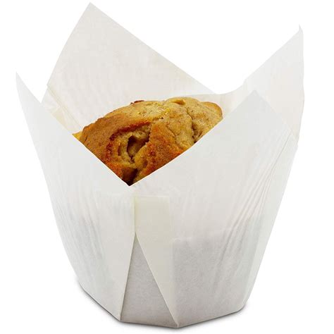 Juvale Tulip Muffin Wrappers (100 Pack) Large Paper Liners, White ...