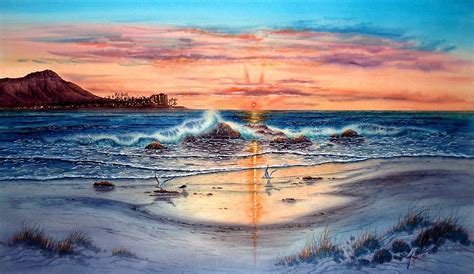 Sunset At Hawaii Painting by John YATO - Fine Art America