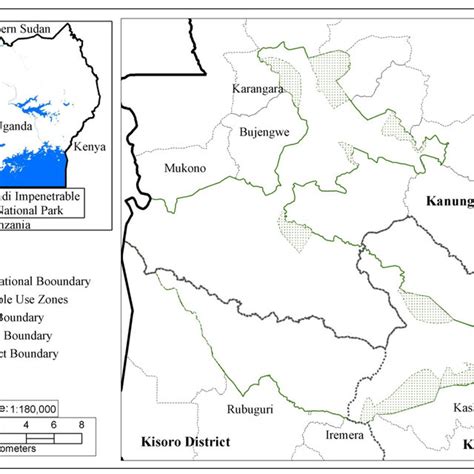 Map of Uganda (inset) showing the location of Bwindi Impenetrable ...