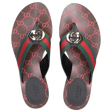 Gucci Canvas Flip Flops Kika in Green - Lyst