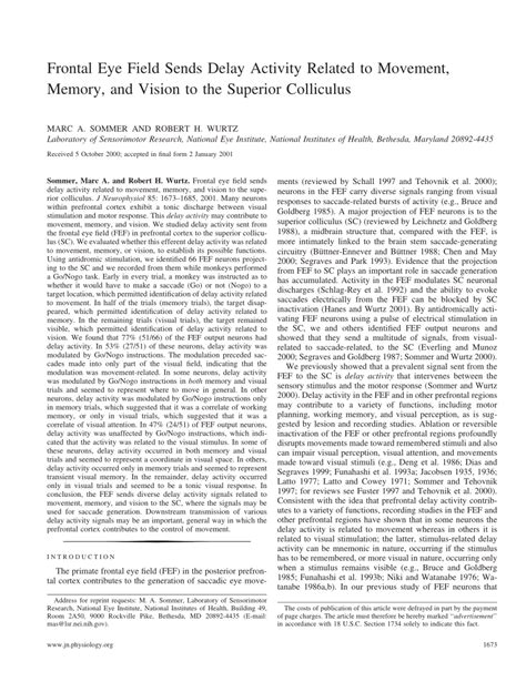 (PDF) Frontal Eye Field Sends Delay Activity Related to Movement ...