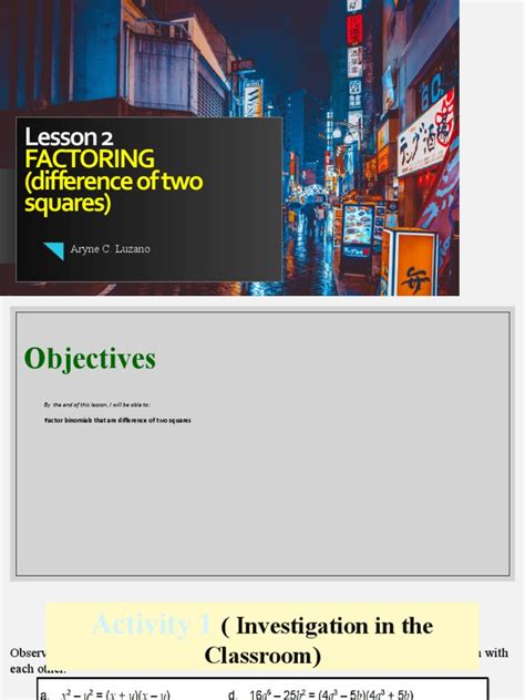 3-A. Factoring The Difference of Two Squares | PDF