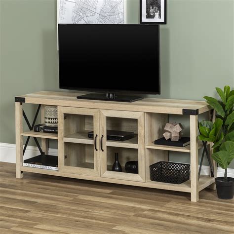 Magnolia 2-Door White Oak TV Stand by Desert Fields - Walmart.com ...