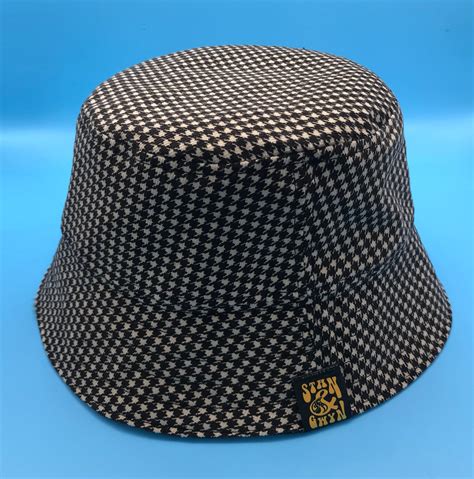 Dogtooth Bucket Hat Houndstooth Hat Monochrome Bucket Hat | Etsy