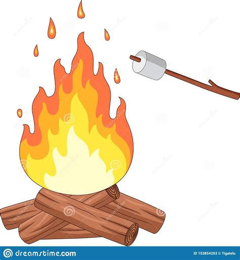 Campfire and marshmallow roast on a stick. Illustration of Campfire and marshmal #Sponsored , # ...