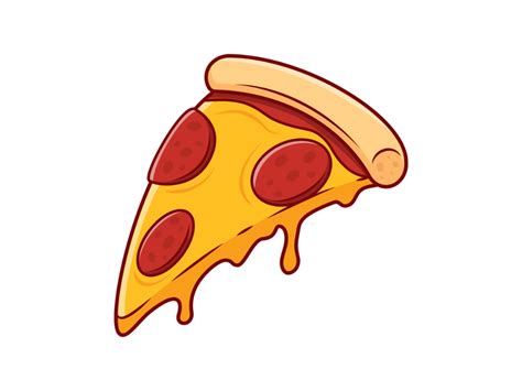 a slice of pizza with cheese and pepperoni on it's side, cartoon style