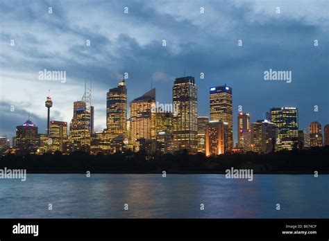 Sydney skyline at night Stock Photo - Alamy