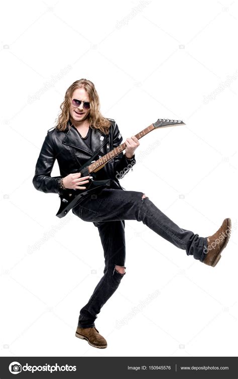 Image guitar rocker | Rocker with electric guitar — Stock Photo ...