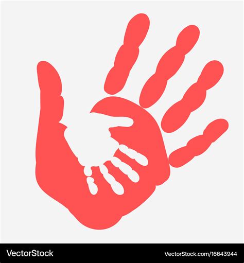 Mother and child handprint palm of woman and baby Vector Image