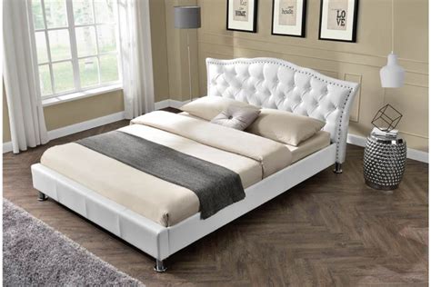 Sleep Design Georgia 4ft6 Double White Faux Leather Bed Frame by Sleep ...