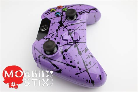 Purple with Black Splatter Xbox One Controller 006 - MorbidStix Gallery since 2007