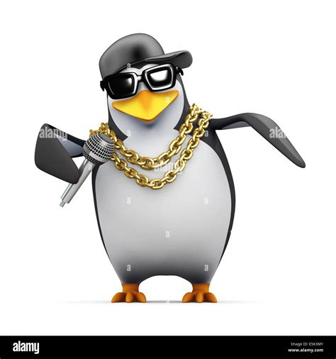 3d render of a penguin singing into a microphone Stock Photo - Alamy