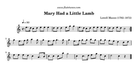 Mary Had a Little Lamb (L. Mason) - Free Flute Sheet Music | flutetunes.com