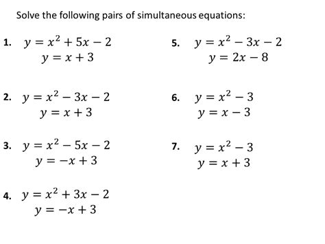 Quadratic simultaneous equations (3 exercises!) – Variation Theory