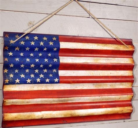 Corrugated Metal American Flag Wall Art - Farmhouse - Other - by ...