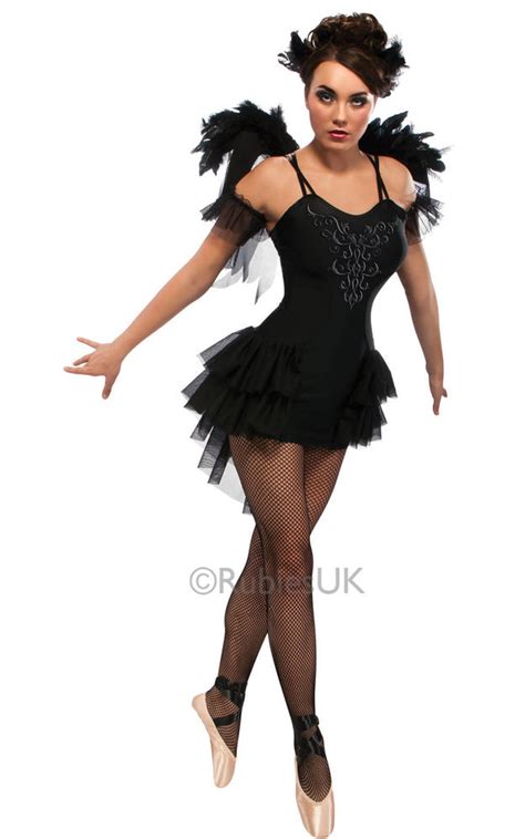 Womens Halloween Black Swan Ballet Costume Ladies Fancy Dress Outfit