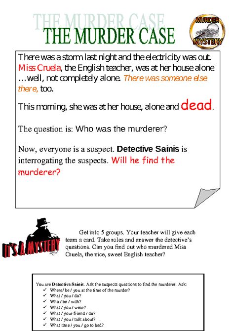 Printable Murder Mystery