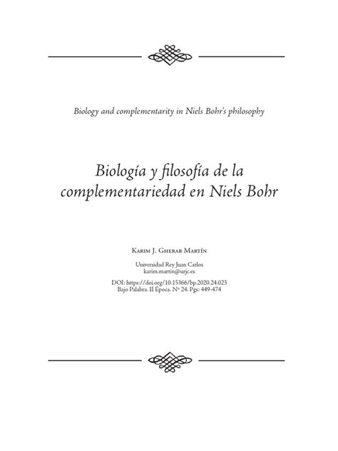 Biology and Complementarity in Niels Bohr's Philosophy | PDF | Niels Bohr | Mecánica cuántica