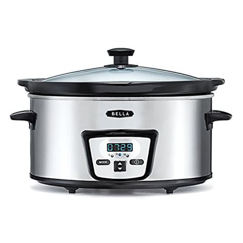 BELLA 5 Quart Programmable Slow Cooker, Polished Stainless Steel Review | Pressure Cooker HQ