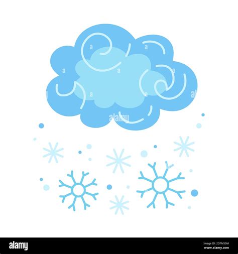 Winter cloud snow, snowflake cartoon style. Abstract flat cold weather ...