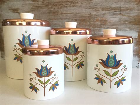 Retro Kitchen Canister Set, Ransburg Metal Canisters Vintage Kitchen ...