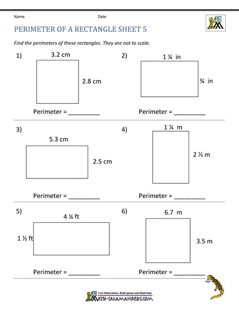 Perimeter Of A Rectangle Worksheet